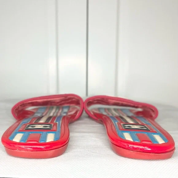 ⚡️CHANEL Red, Blue& White Rubber Flat Sandals - Picture 3 of 5